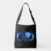 Glowing infinity with blue rose crossbody tas (Voorkant)