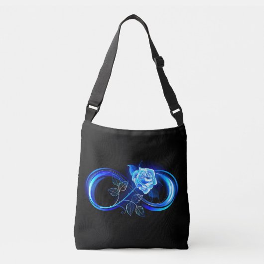 Glowing infinity with blue rose crossbody tas (Voorkant)