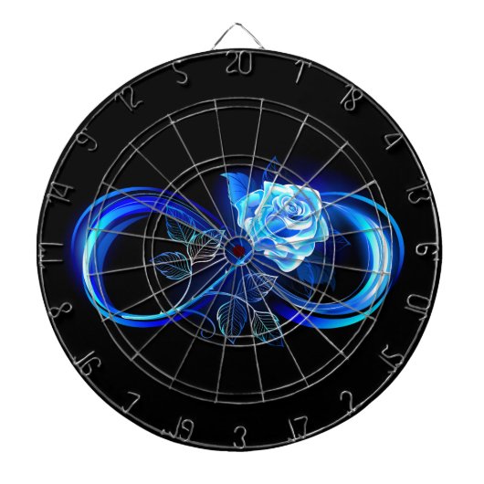 Glowing infinity with blue rose dartbord (Voorkant)