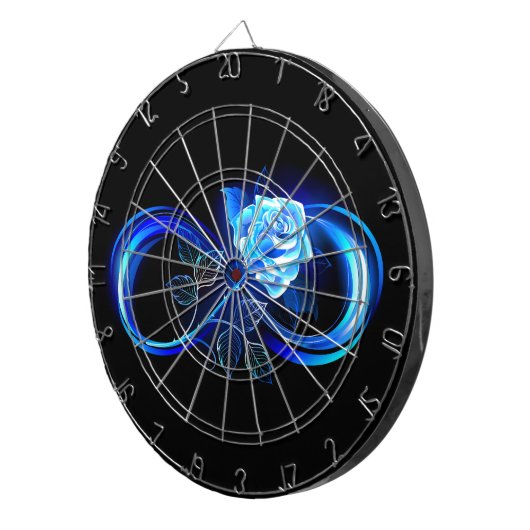 Glowing infinity with blue rose dartbord (Voorkant Rechts)