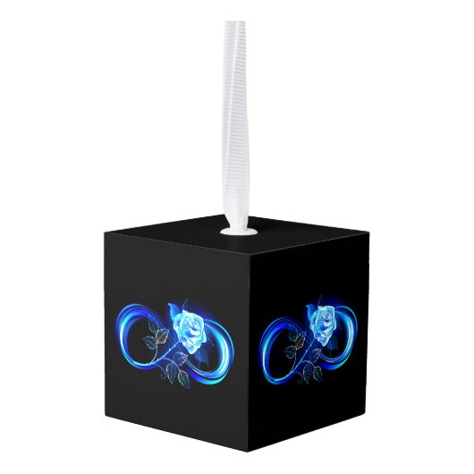 Glowing infinity with blue rose decoratie (Achter hoekig)