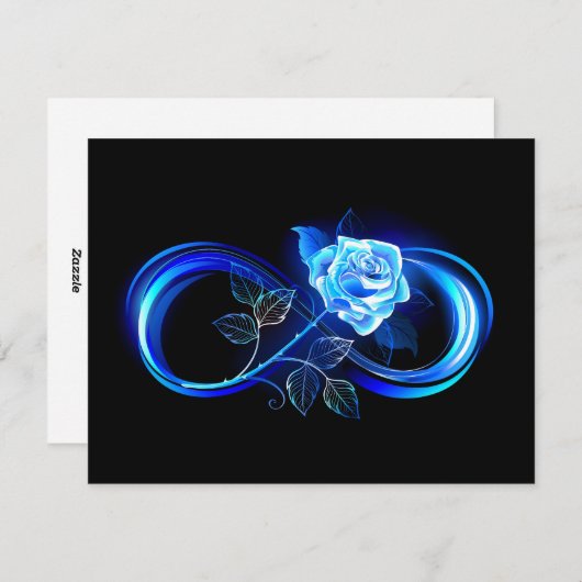 Glowing infinity with blue rose feestdagenkaart (Voorkant / Achterkant)