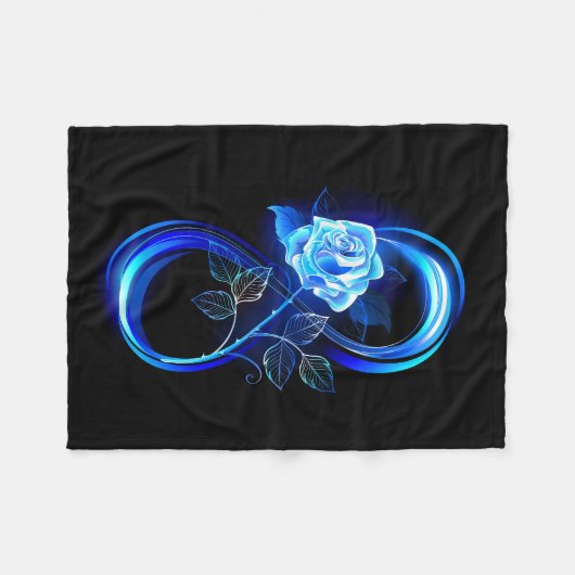 Glowing infinity with blue rose fleece deken (Voorkant (Horizontaal))