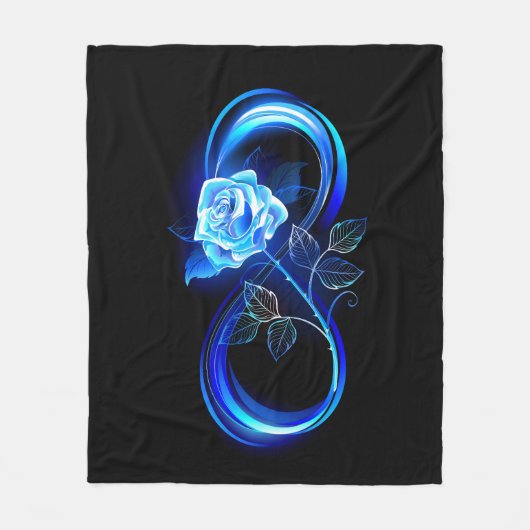 Glowing infinity with blue rose fleece deken (Voorkant)
