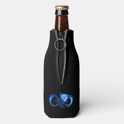 Glowing infinity with blue rose flesjeskoeler (Fles Achterkant)