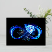 Glowing infinity with blue rose folie feestdagenkaart (Staand Voorkant)