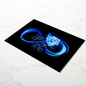 Glowing infinity with blue rose folie feestdagenkaart (Gedraaid)