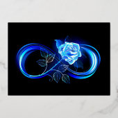 Glowing infinity with blue rose folie uitnodiging (Voorkant)