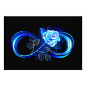 Glowing infinity with blue rose foto afdruk (Voorkant)