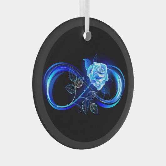 Glowing infinity with blue rose glas ornament (Voorkant Rechts)