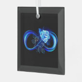 Glowing infinity with blue rose glas ornament (Voorkant links)