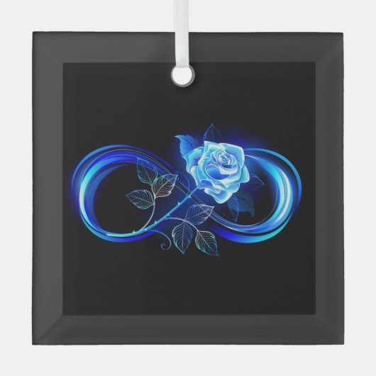 Glowing infinity with blue rose glas ornament (Voorkant)
