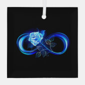 Glowing infinity with blue rose glas ornament (Achterkant)