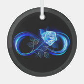 Glowing infinity with blue rose glas ornament (Voorkant)