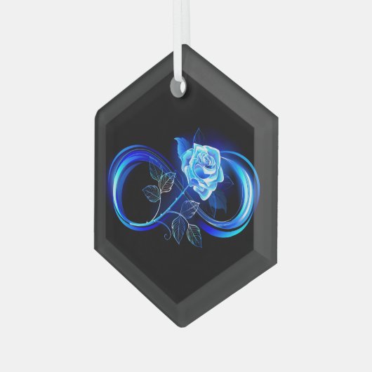 Glowing infinity with blue rose glas ornament (Voorkant links)