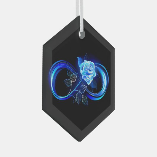 Glowing infinity with blue rose glas ornament (Voorkant Rechts)