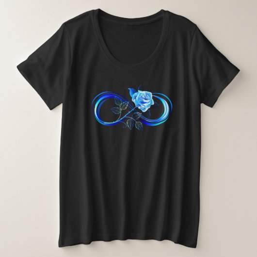 Glowing infinity with blue rose grote maat t-shirt (Design voorkant)