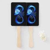 Glowing infinity with blue rose handwaaier (Voorkant en achterkant)