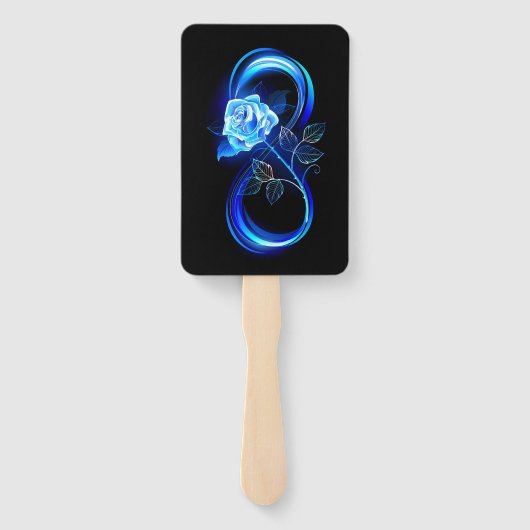 Glowing infinity with blue rose handwaaier (Achterkant)