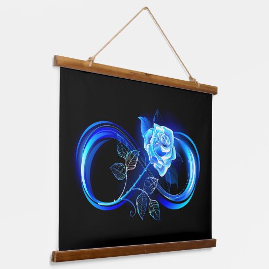 Glowing infinity with blue rose hangend wandkleed (Gebogen)