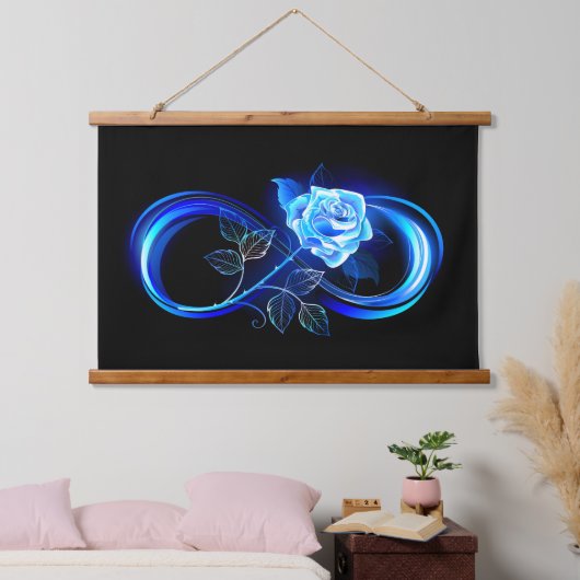 Glowing infinity with blue rose hangend wandkleed (Slaapkamer)