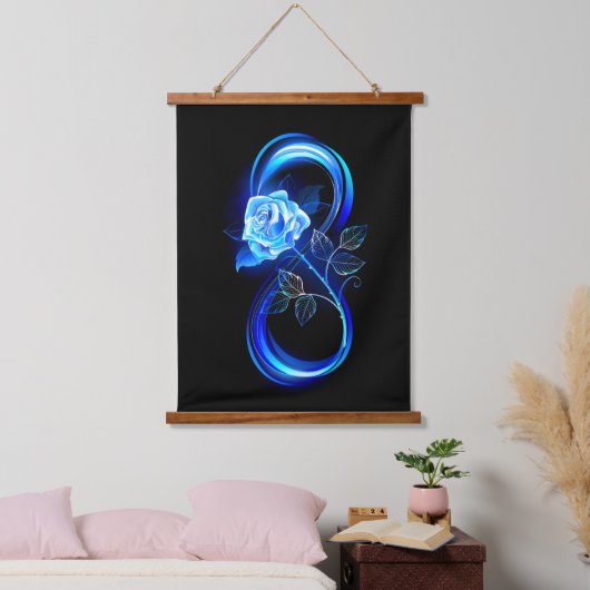 Glowing infinity with blue rose hangend wandkleed (Slaapkamer)
