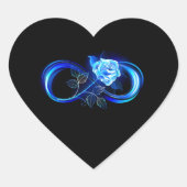 Glowing infinity with blue rose hart sticker (Voorkant)