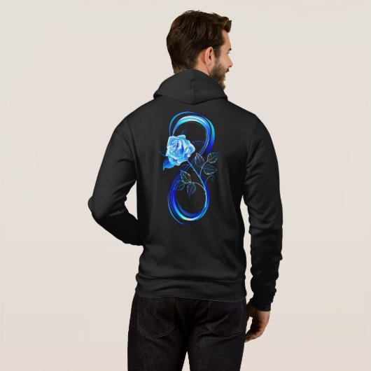 Glowing infinity with blue rose hoodie (Achterkant volledig)
