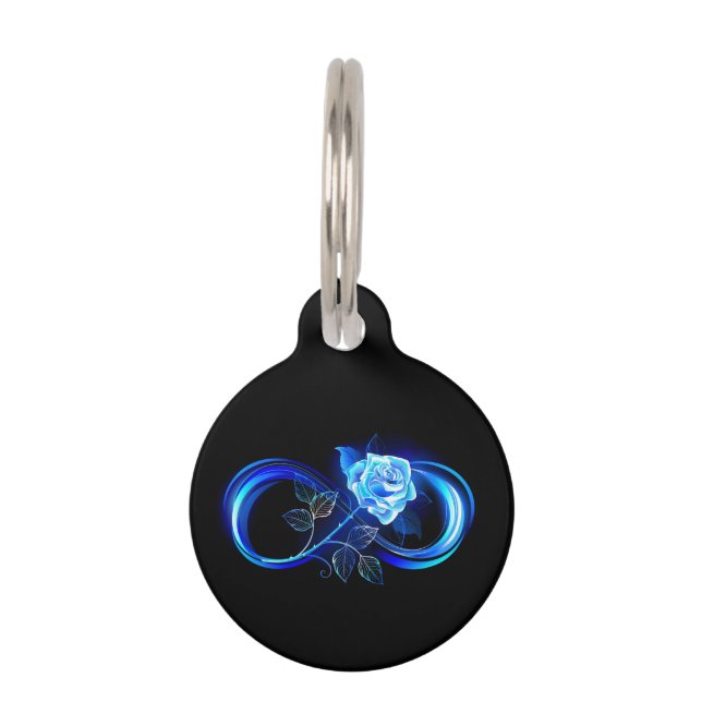 Glowing infinity with blue rose huisdierpenning (Voorkant)