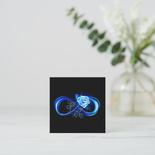 Glowing infinity with blue rose informatiekaartje (Staand voorkant)