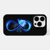 Glowing infinity with blue rose iPhone hoesje (Achterkant horizontaal)