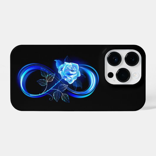 Glowing infinity with blue rose iPhone hoesje (Achterkant horizontaal)