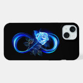 Glowing infinity with blue rose iPhone hoesje (Achterkant horizontaal)