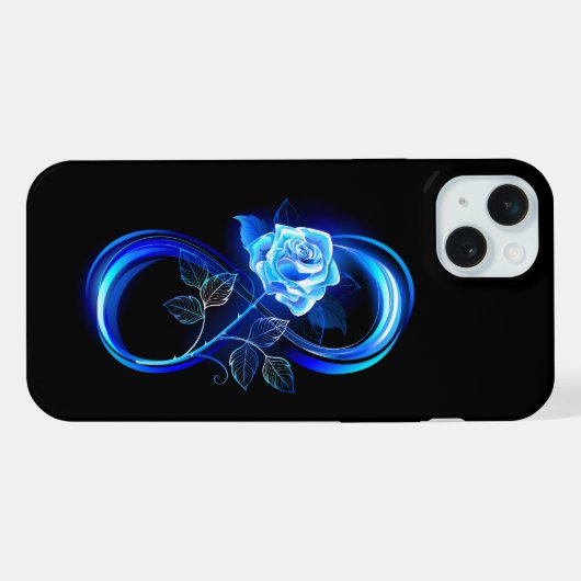 Glowing infinity with blue rose iPhone hoesje (Achterkant horizontaal)