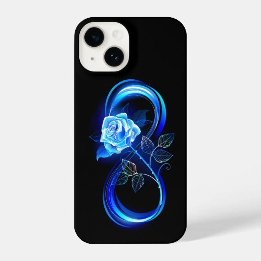 Glowing infinity with blue rose iPhone hoesje (Achterkant)