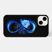 Glowing infinity with blue rose iPhone hoesje (Achterkant horizontaal)