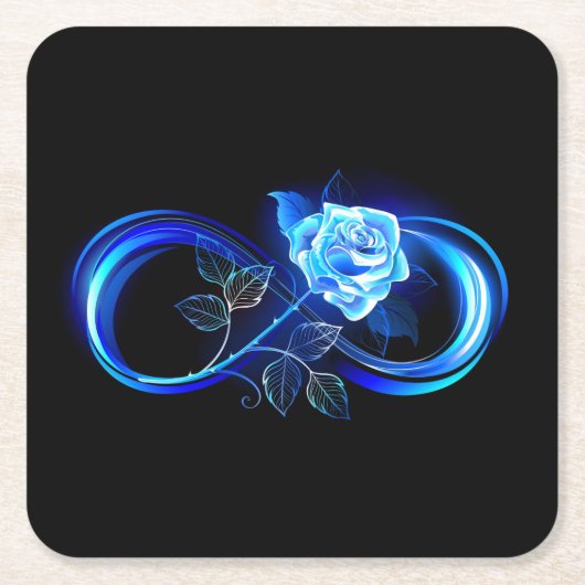Glowing infinity with blue rose kartonnen onderzetters (Voorkant)