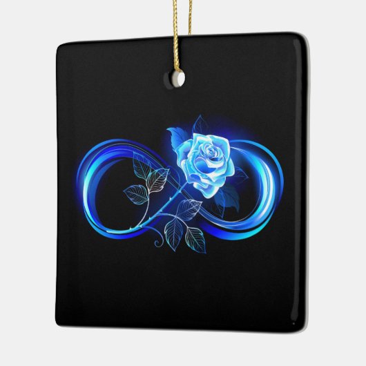 Glowing infinity with blue rose keramisch ornament (Links)