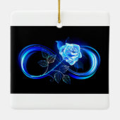 Glowing infinity with blue rose keramisch ornament (Achterkant)