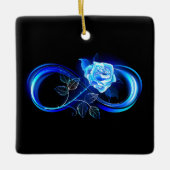 Glowing infinity with blue rose keramisch ornament (Voorkant)