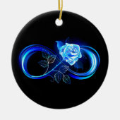 Glowing infinity with blue rose keramisch ornament (Voorkant)