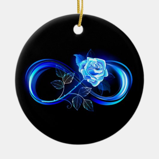 Glowing infinity with blue rose keramisch ornament (Voorkant)