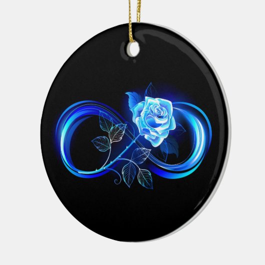 Glowing infinity with blue rose keramisch ornament (Links)