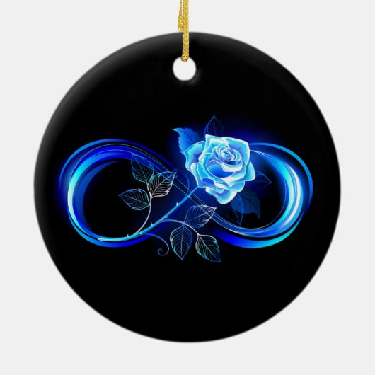 Glowing infinity with blue rose keramisch ornament (Achterkant)
