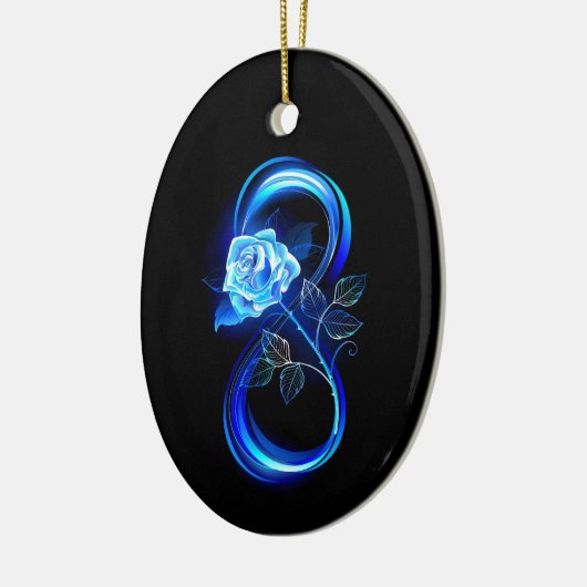Glowing infinity with blue rose keramisch ornament (Links)