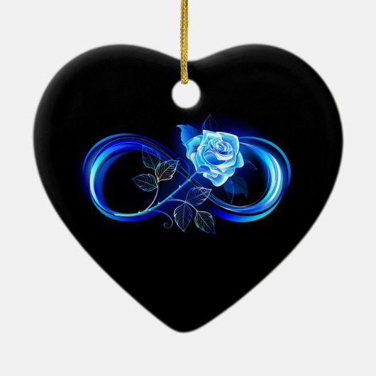Glowing infinity with blue rose keramisch ornament (Achterkant)
