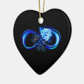 Glowing infinity with blue rose keramisch ornament (Links)