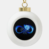 Glowing infinity with blue rose keramische bal ornament (Voorkant)