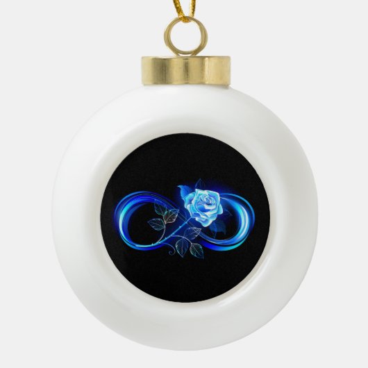 Glowing infinity with blue rose keramische bal ornament (Voorkant)