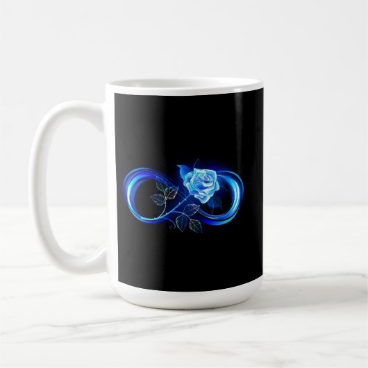 Glowing infinity with blue rose koffiemok (Links)